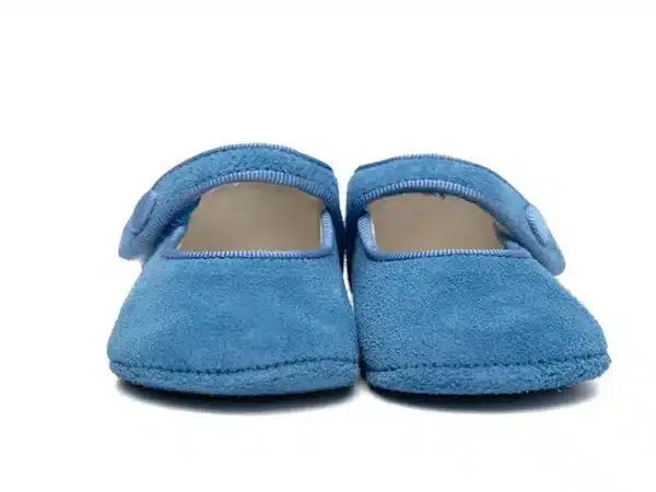 Merceditas velcro botón azul bebé