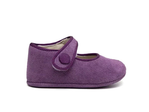 Merceditas velcro botón morado