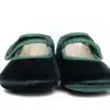 Merceditas velcro botón terciopelo verde bebé